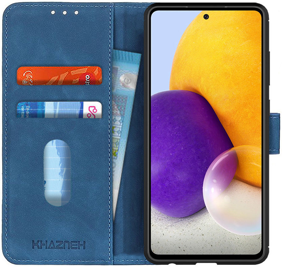 KHAZNEH Samsung Galaxy A72 Hoesje Retro Wallet Book Case Blauw afbeelding 1