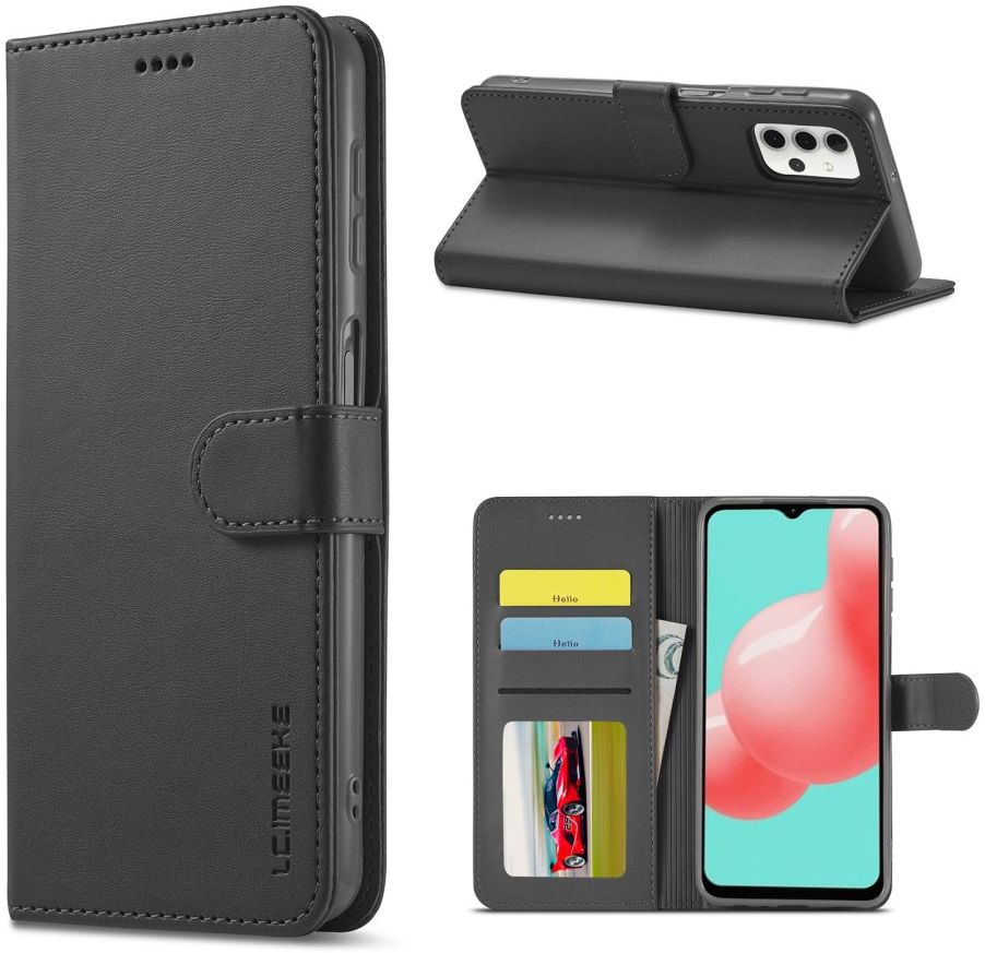 LC.IMEEKE Samsung Galaxy A32 5G Hoesje Book Case Kunst Leer Zwart afbeelding 5