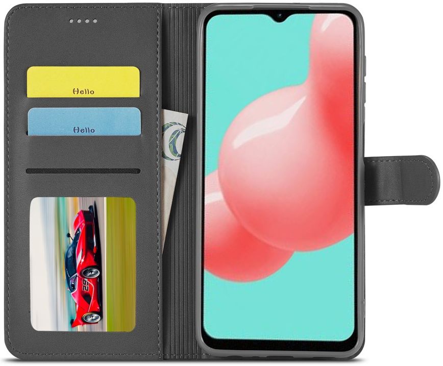 LC.IMEEKE Samsung Galaxy A32 5G Hoesje Book Case Kunst Leer Zwart afbeelding 13