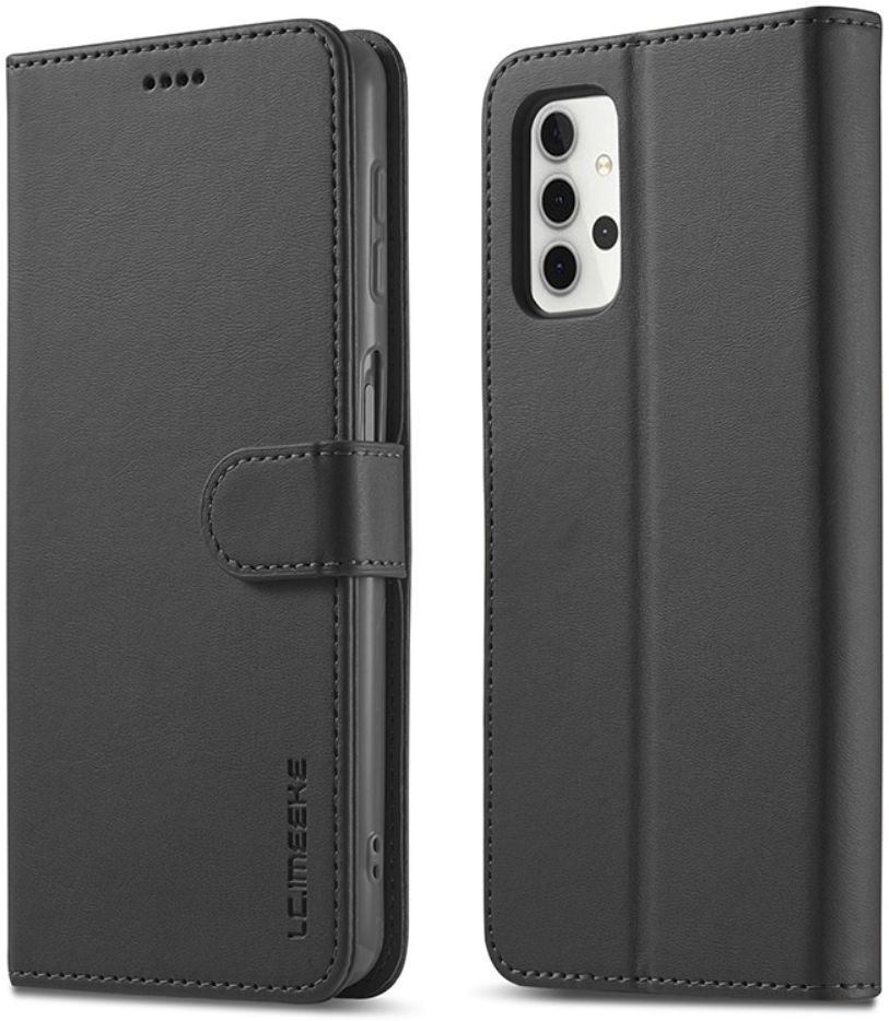 LC.IMEEKE Samsung Galaxy A32 5G Hoesje Book Case Kunst Leer Zwart afbeelding 3