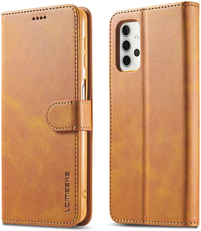 LC.IMEEKE Samsung Galaxy A32 5G Hoesje Book Case Kunst Leer Lichtbruin afbeelding 3