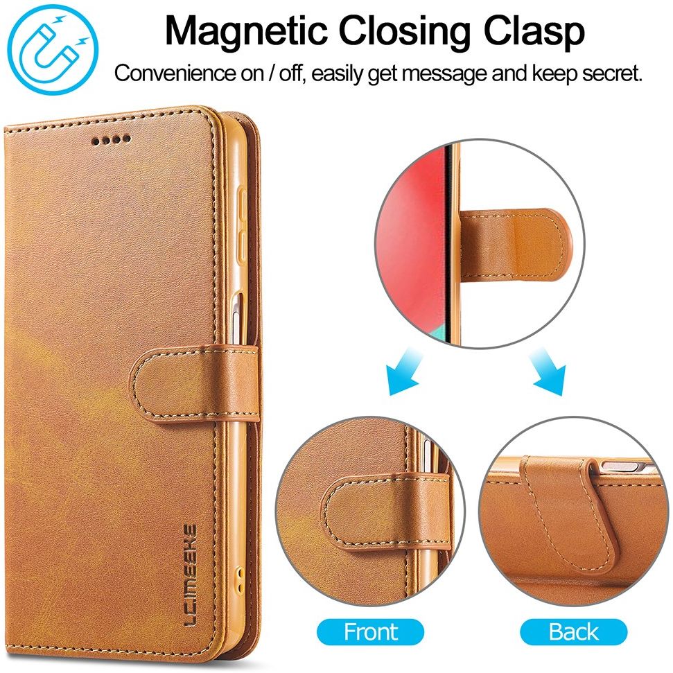 LC.IMEEKE Samsung Galaxy A32 5G Hoesje Book Case Kunst Leer Lichtbruin afbeelding 9