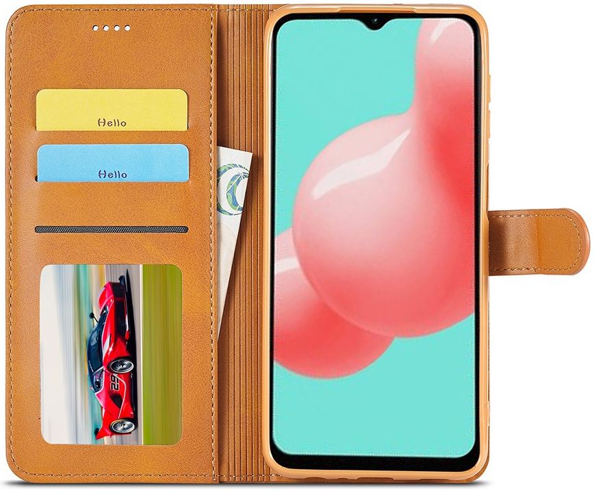 LC.IMEEKE Samsung Galaxy A32 5G Hoesje Book Case Kunst Leer Lichtbruin afbeelding 12