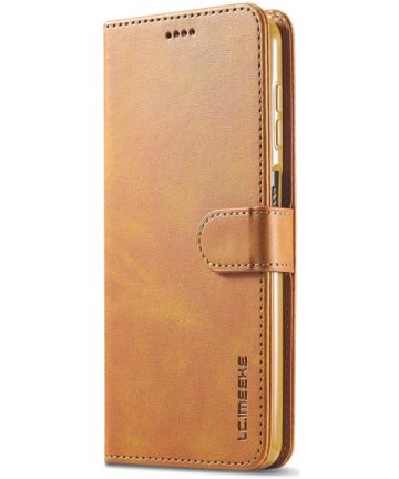 LC.IMEEKE Samsung Galaxy A12 Hoesje Book Case Kunst Leer Lichtbruin Hoesjes