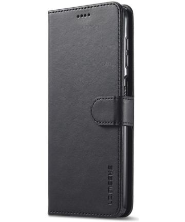 LC.IMEEKE Samsung Galaxy A12 Hoesje Book Case Kunst Leer Zwart Hoesjes
