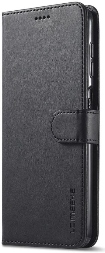 LC.IMEEKE Samsung Galaxy A12 Hoesje Book Case Kunst Leer Zwart afbeelding 1