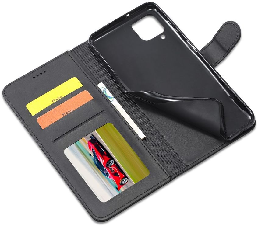 LC.IMEEKE Samsung Galaxy A12 Hoesje Book Case Kunst Leer Zwart afbeelding 13