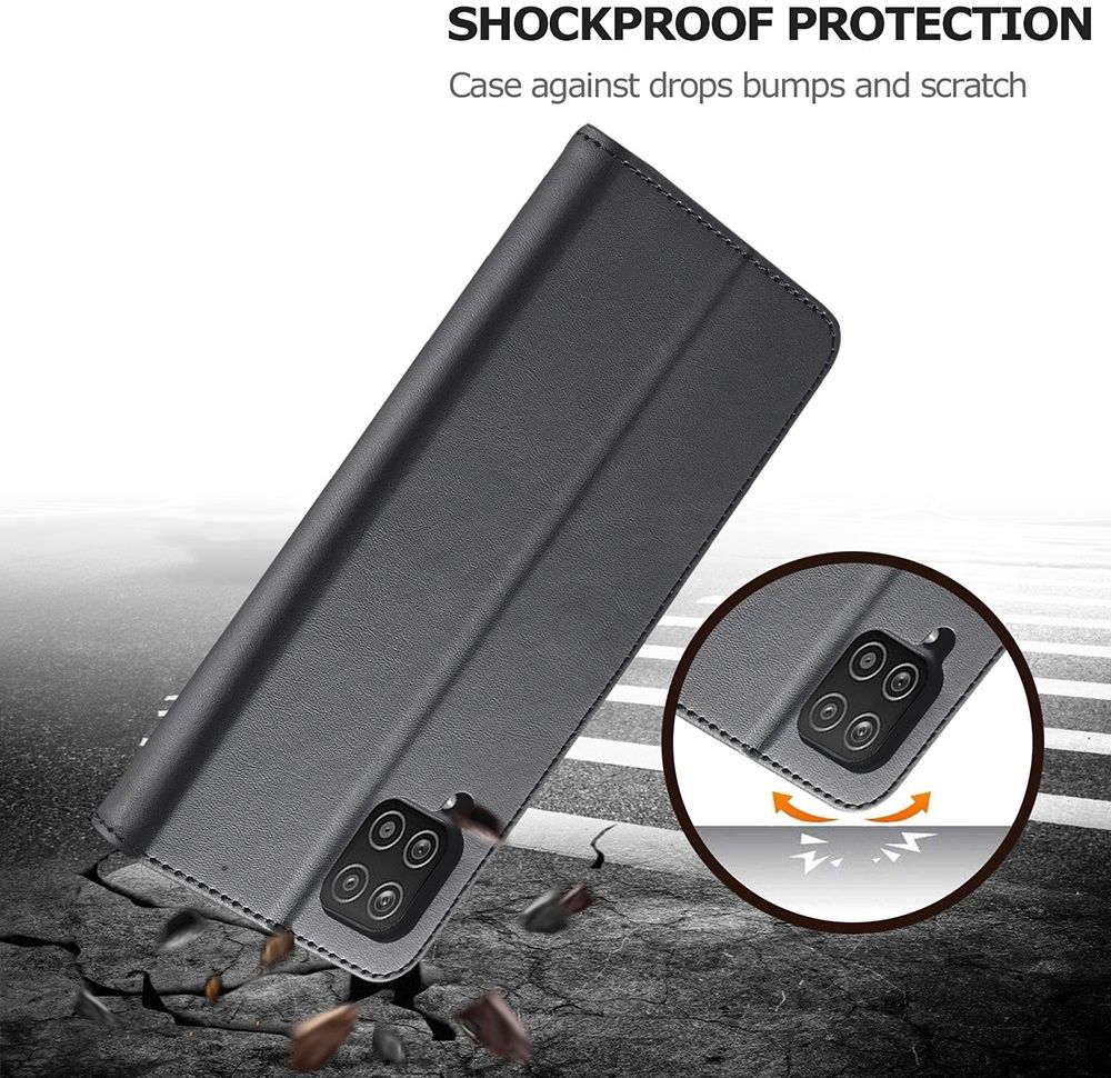LC.IMEEKE Samsung Galaxy A12 Hoesje Book Case Kunst Leer Zwart afbeelding 16