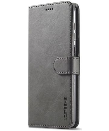 LC.IMEEKE Samsung Galaxy A12 Hoesje Book Case Kunst Leer Grijs Hoesjes