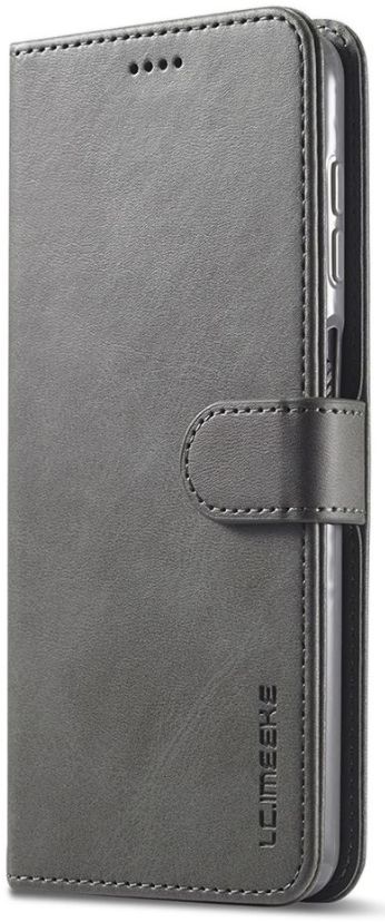 LC.IMEEKE Samsung Galaxy A12 Hoesje Book Case Kunst Leer Grijs afbeelding 1