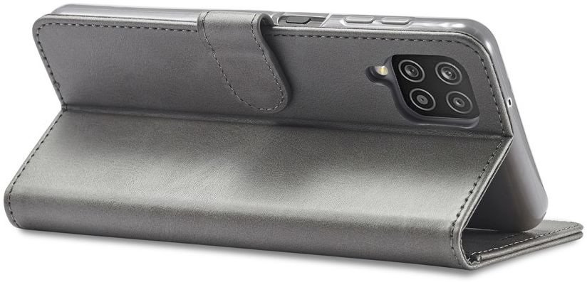 LC.IMEEKE Samsung Galaxy A12 Hoesje Book Case Kunst Leer Grijs afbeelding 13