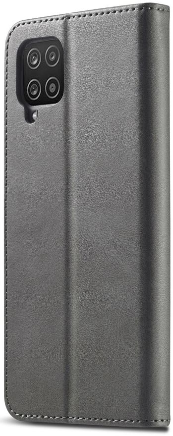 LC.IMEEKE Samsung Galaxy A12 Hoesje Book Case Kunst Leer Grijs afbeelding 3