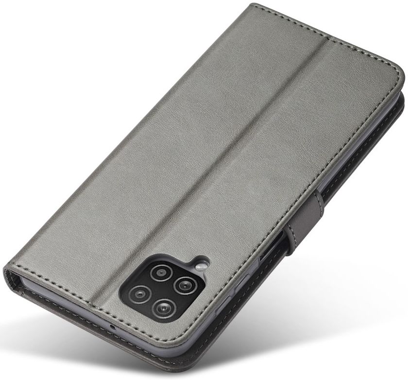 LC.IMEEKE Samsung Galaxy A12 Hoesje Book Case Kunst Leer Grijs afbeelding 5