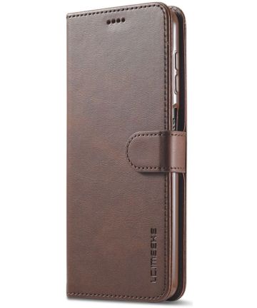 LC.IMEEKE Samsung Galaxy A12 Hoesje Book Case Kunst Leer Bruin Hoesjes