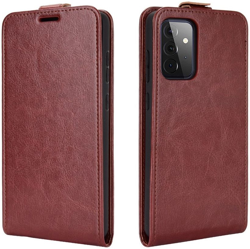Samsung Galaxy A72 Hoesje Verticale Flip Wallet Case Kunstleer Bruin afbeelding 5