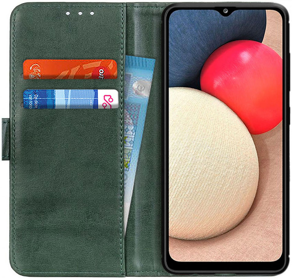 Samsung Galaxy A02s Portemonnee Hoesje Kunstleer Groen afbeelding 1