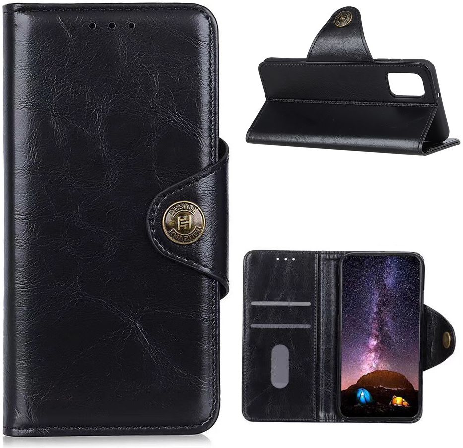Samsung Galaxy A02s Hoesje Portemonnee met Drukknoop Sluiting Zwart afbeelding 9
