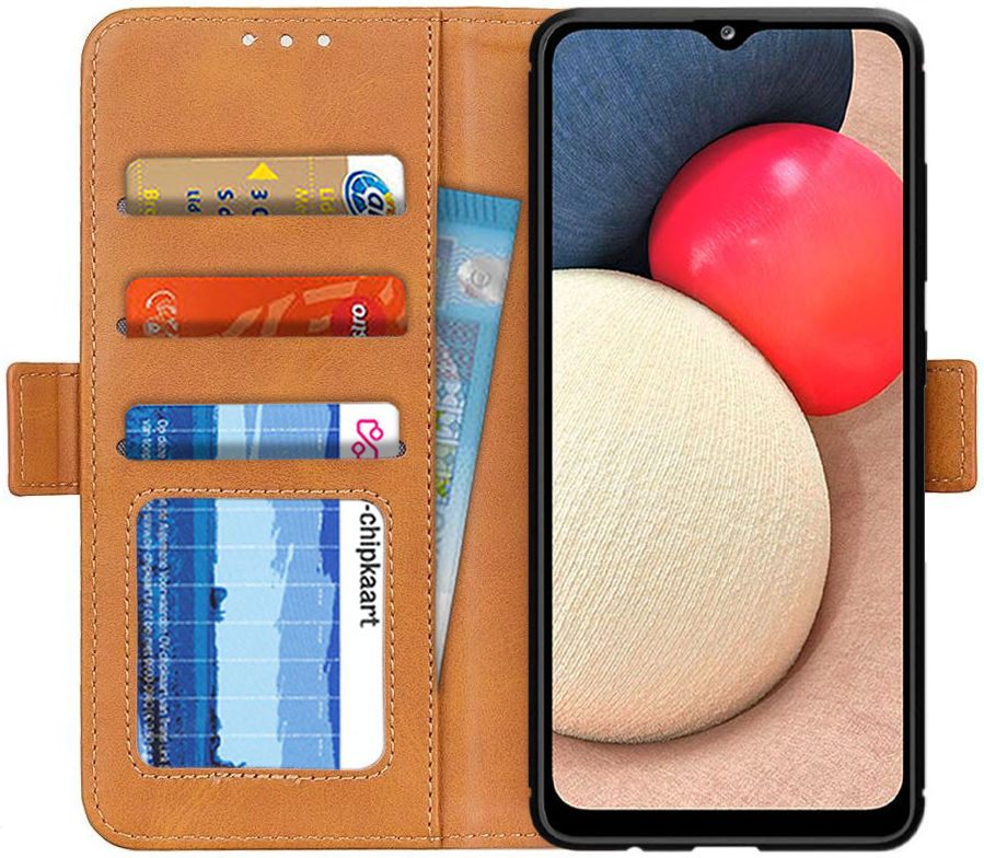 Samsung Galaxy A02s Hoesje Portemonnee Book Case met Stand Geel afbeelding 1