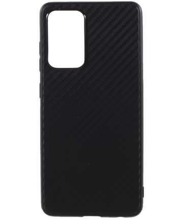 Samsung Galaxy A52 / A52S Hoesje Dun TPU Carbon Fiber Back Cover Zwart Hoesjes