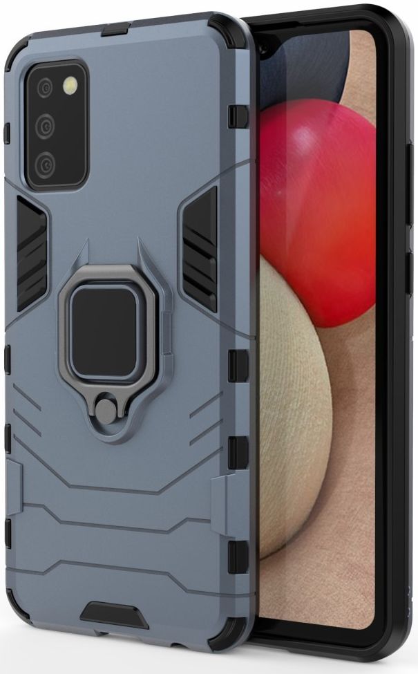 Samsung Galaxy A02s Hoesje met Kickstand Ring Houder Blauw afbeelding 1