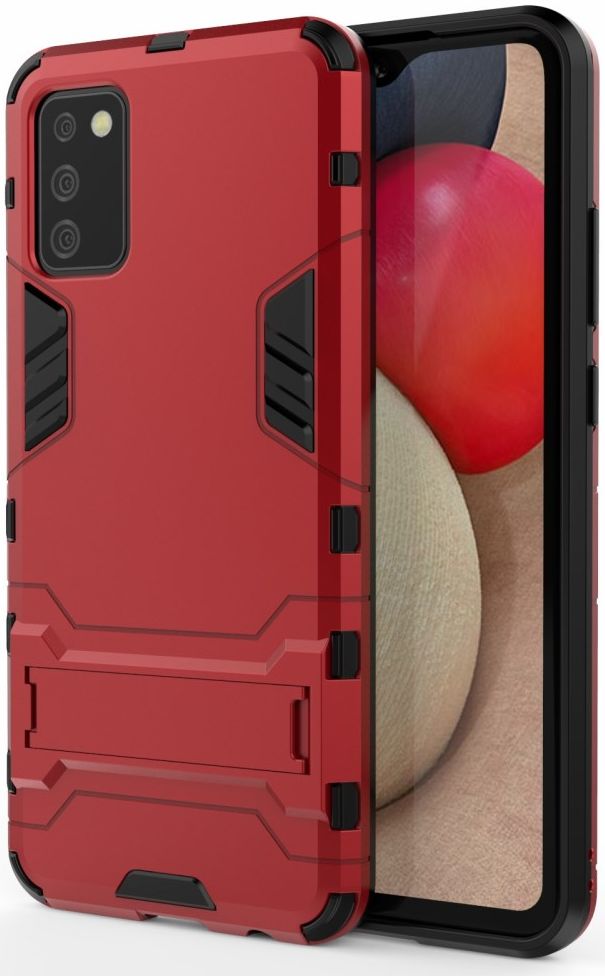 Samsung Galaxy A02s Hoesje Shock Proof Back Cover Met Kickstand Rood afbeelding 1