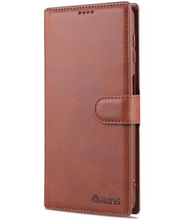 AZNS Samsung Galaxy A12 Hoesje Wallet Book Case Kunst Leer Bruin Hoesjes