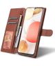 AZNS Samsung Galaxy A12 Hoesje Wallet Book Case Kunst Leer Bruin
