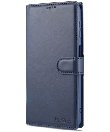 AZNS Samsung Galaxy A12 Hoesje Wallet Book Case Kunst Leer Blauw Hoesjes