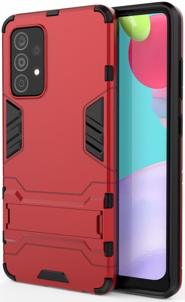 Samsung Galaxy A52/A52S Hoesje Shock Proof Kickstand Back Cover Rood afbeelding 1