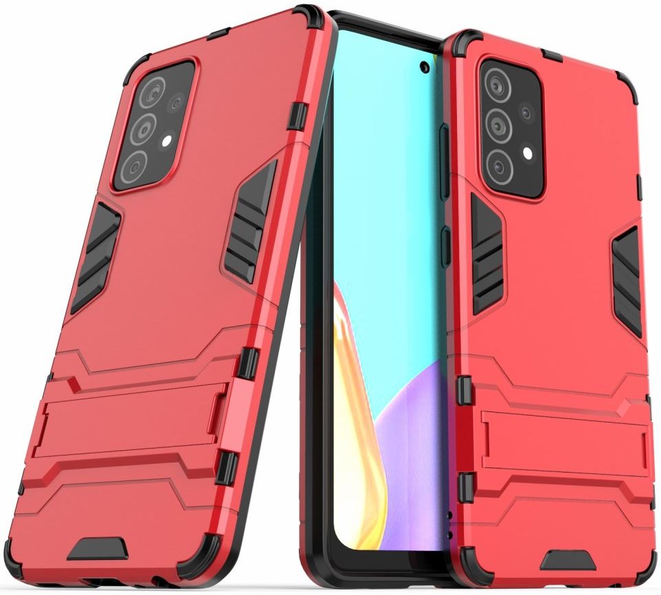 Samsung Galaxy A52/A52S Hoesje Shock Proof Kickstand Back Cover Rood afbeelding 2