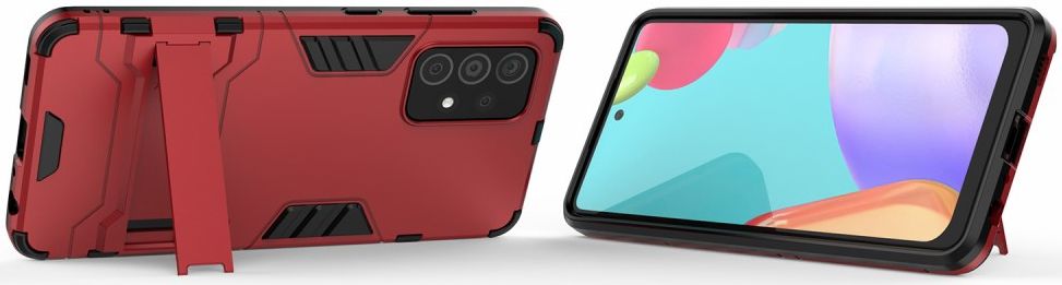 Samsung Galaxy A52/A52S Hoesje Shock Proof Kickstand Back Cover Rood afbeelding 3