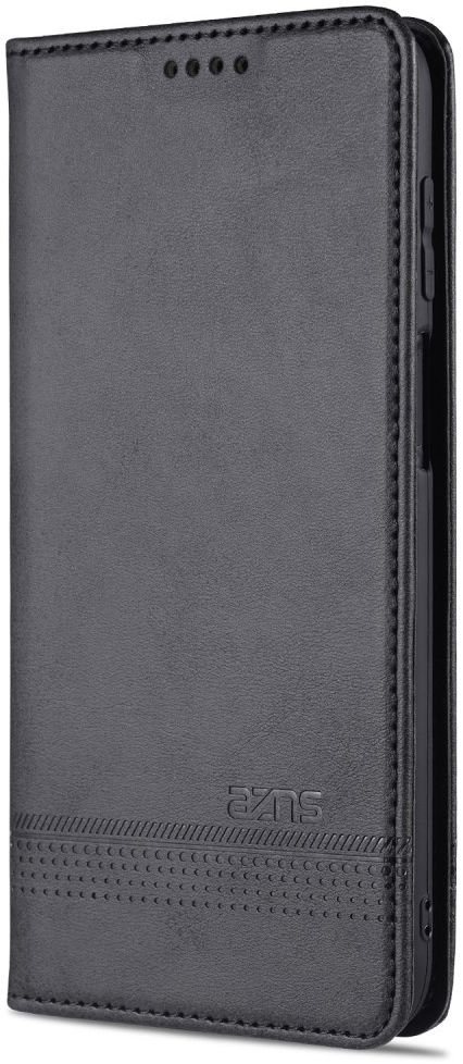 AZNS Samsung Galaxy A12 Hoesje Book Case Kunst Leer Zwart afbeelding 2
