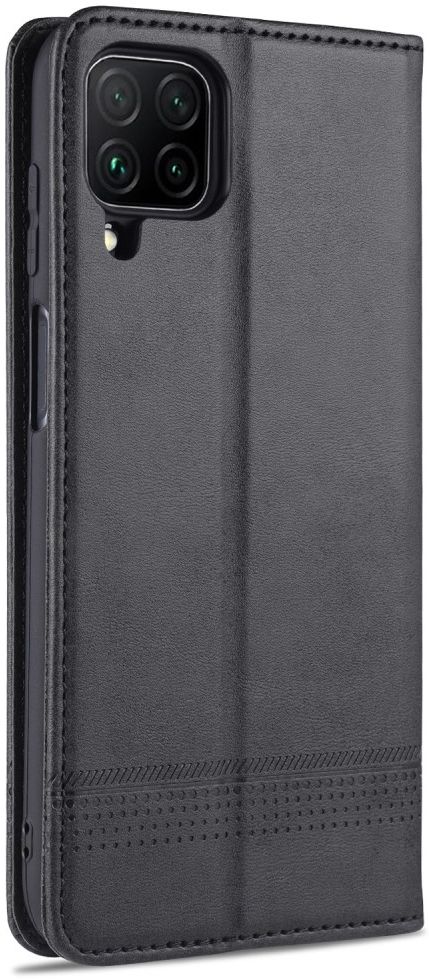 AZNS Samsung Galaxy A12 Hoesje Book Case Kunst Leer Zwart afbeelding 5