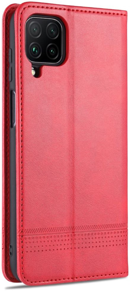 AZNS Samsung Galaxy A12 Hoesje Book Case Kunst Leer Rood afbeelding 5