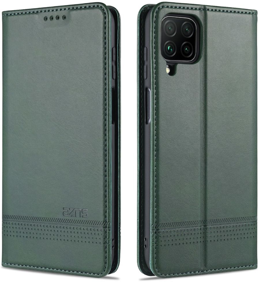 AZNS Samsung Galaxy A12 Hoesje Book Case Kunst Leer Groen afbeelding 3