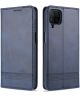 AZNS Samsung Galaxy A12 Hoesje Book Case Kunst Leer Blauw