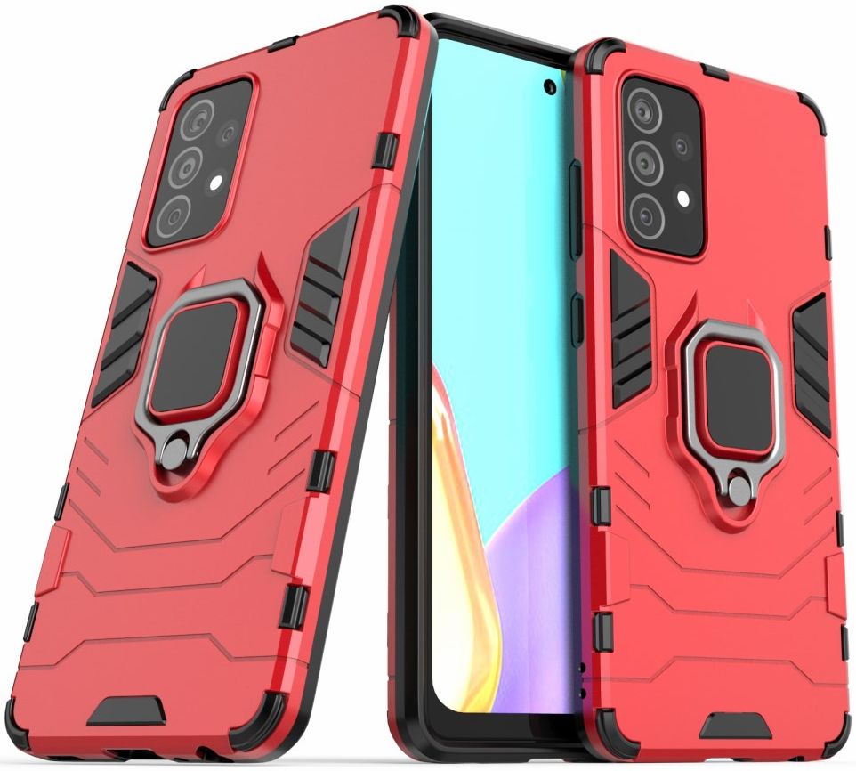 Samsung Galaxy A52 / A52S Hoesje Magnetische Ring Kickstand Rood afbeelding 2