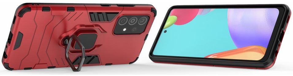 Samsung Galaxy A52 / A52S Hoesje Magnetische Ring Kickstand Rood afbeelding 3