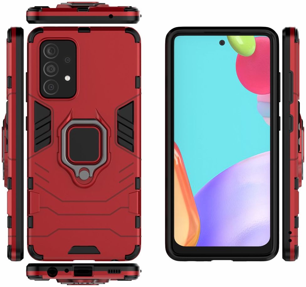 Samsung Galaxy A52 / A52S Hoesje Magnetische Ring Kickstand Rood afbeelding 5