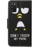 Samsung Galaxy A02s Wallet Case Don't Touch Print PU Leer Zwart