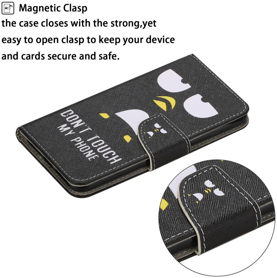 Samsung Galaxy A02s Wallet Case Don't Touch Print PU Leer Zwart afbeelding 4