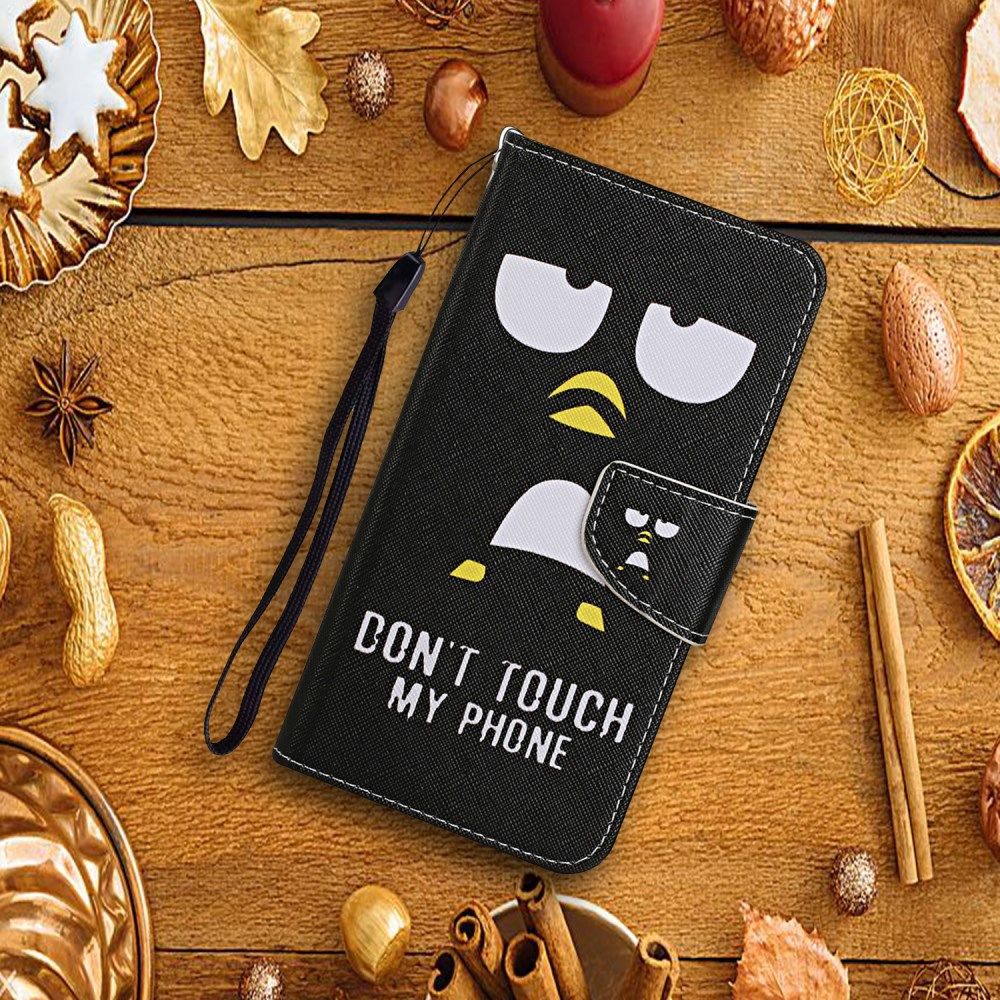 Samsung Galaxy A02s Wallet Case Don't Touch Print PU Leer Zwart afbeelding 7