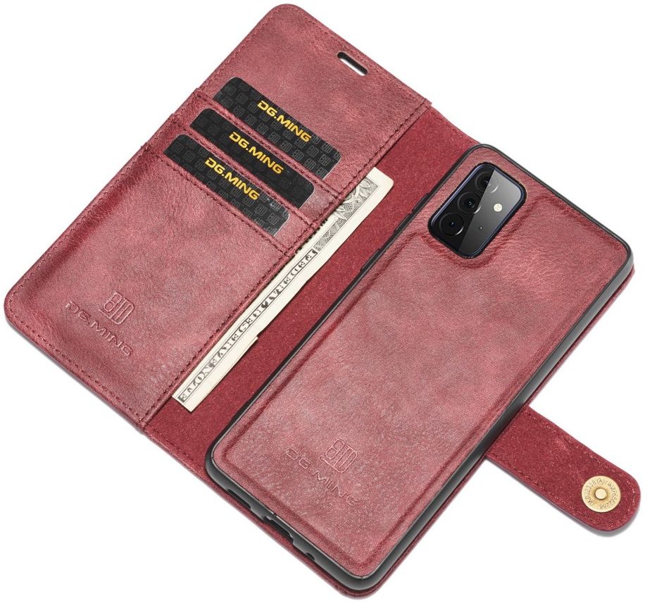 DG Ming Samsung Galaxy A72 Hoesje 2-in-1 Book Case en Back Cover Rood afbeelding 2