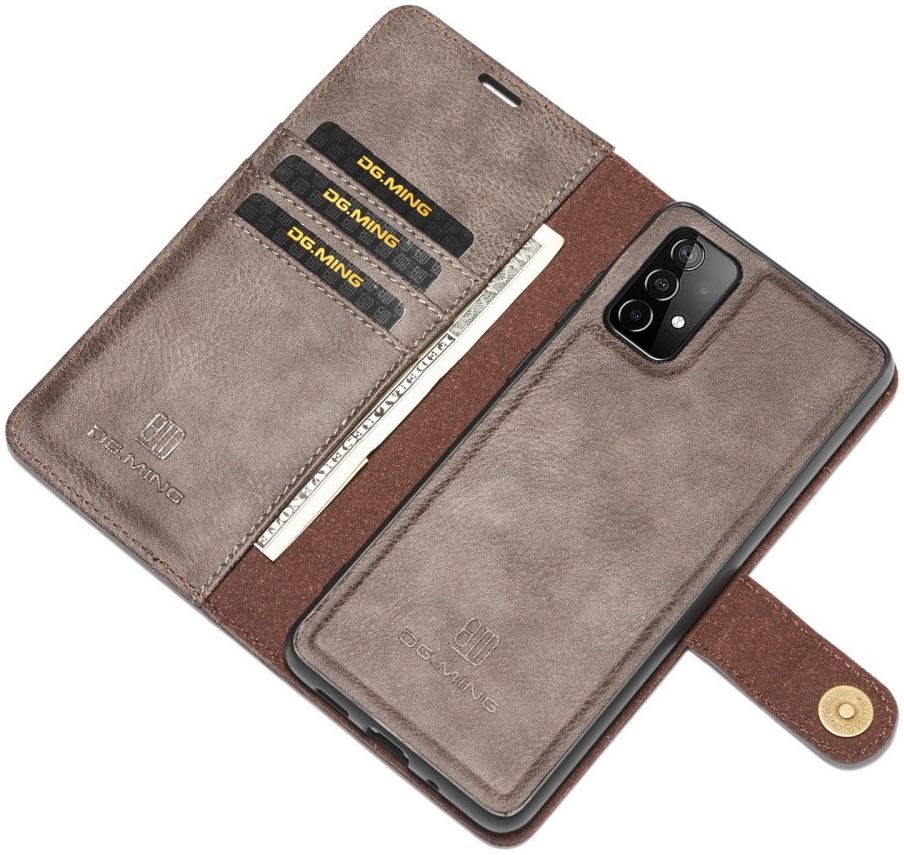 DG Ming Samsung Galaxy A52 Hoesje 2in1 Book Case en Back Cover Grijs GSMpunt.nl