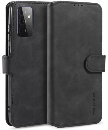 DG Ming Samsung Galaxy A72 Hoesje Retro Wallet Book Case Zwart Hoesjes