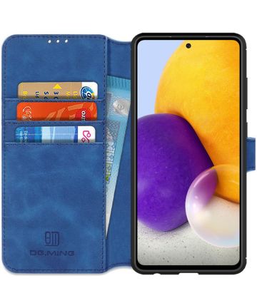 DG Ming Samsung Galaxy A72 Hoesje Retro Wallet Book Case Blauw Hoesjes