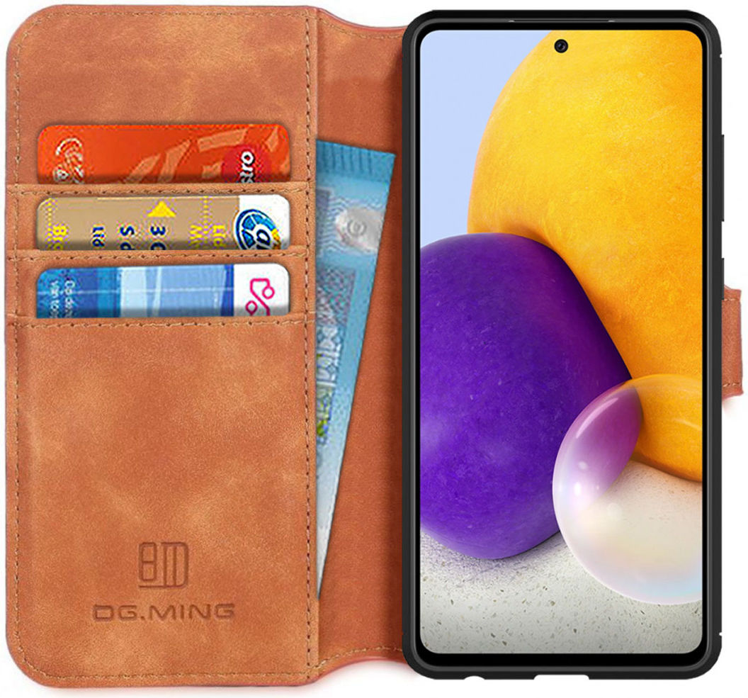 DG Ming Samsung Galaxy A72 Hoesje Retro Wallet Book Case Bruin afbeelding 1