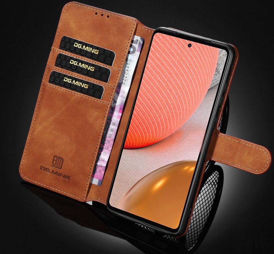 DG Ming Samsung Galaxy A72 Hoesje Retro Wallet Book Case Bruin afbeelding 4