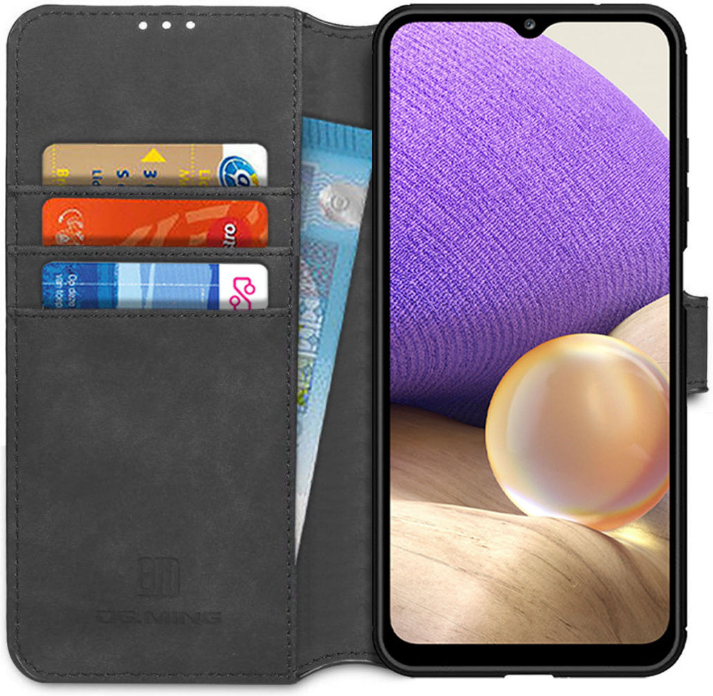 Dg Ming Samsung Galaxy A32 5g Hoesje Retro Wallet Book Case Zwart Gsmpuntnl 6375