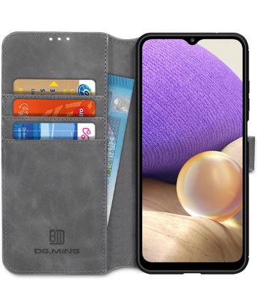DG Ming Samsung Galaxy A32 5G Hoesje Retro Wallet Book Case Grijs Hoesjes